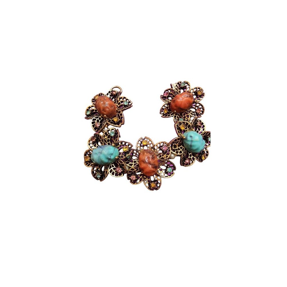 Vintage Beautiful Molded Resin Flower Bracelet (A3174)
